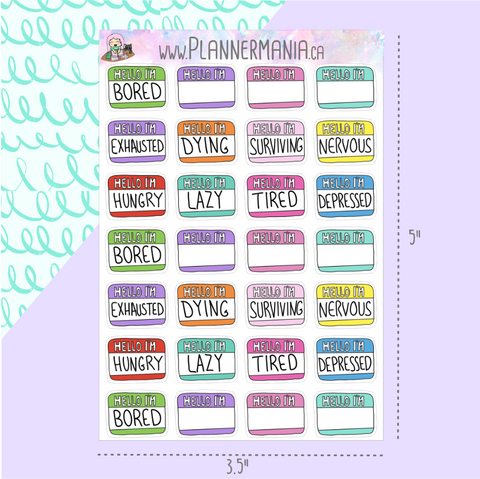 Feelings Name Tag Stickers