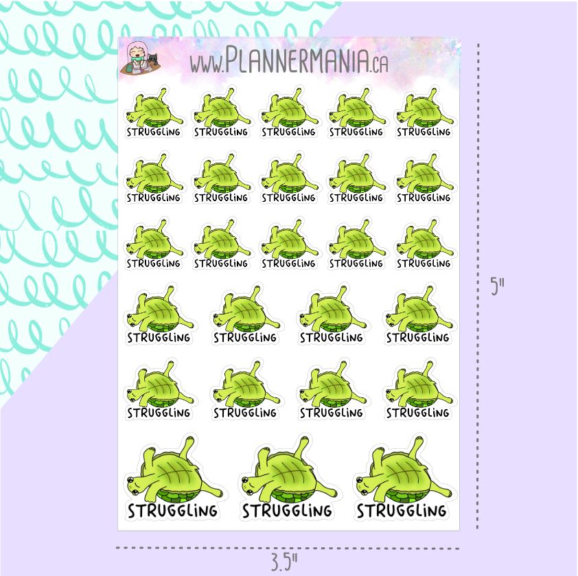 Struggling Turtle Stickers
