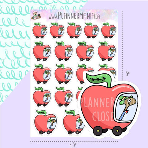 Lowly Worm Apple Car Stickers