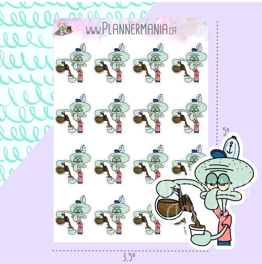 Squidward Coffee Stickers