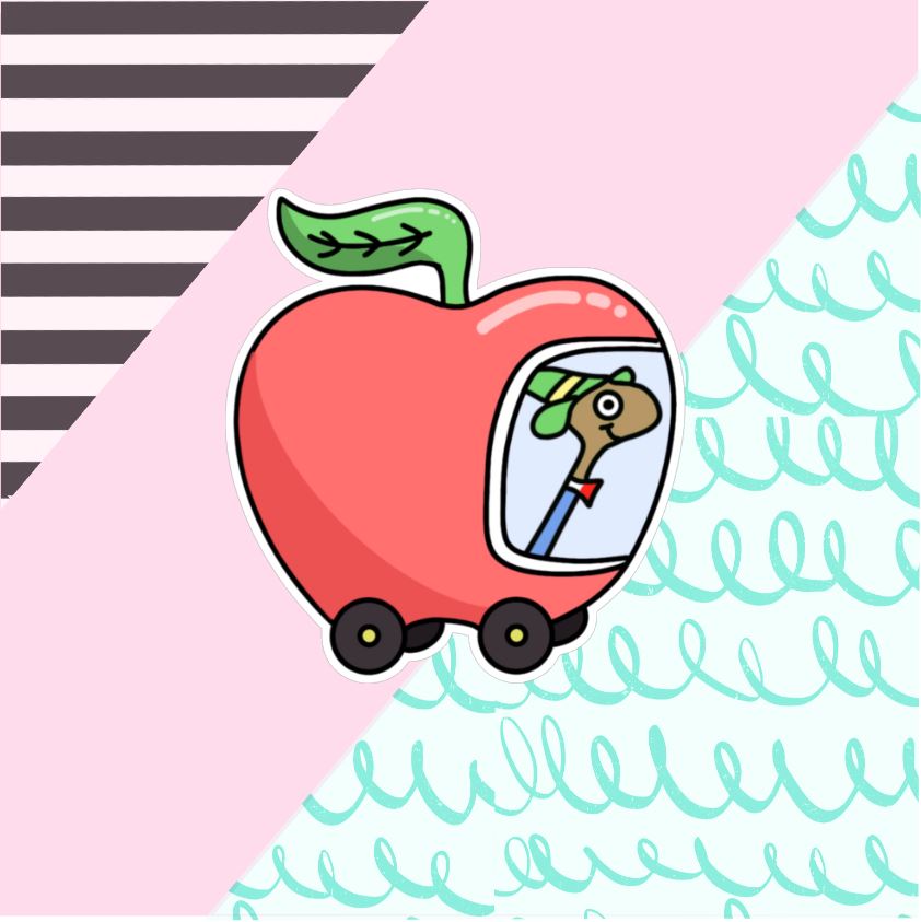 Lowly Worm Apple Car Sticker Flake - Holo or Matte